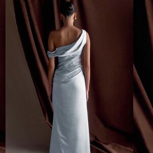 Meshki Silver One-Shoulder Maxi Dress